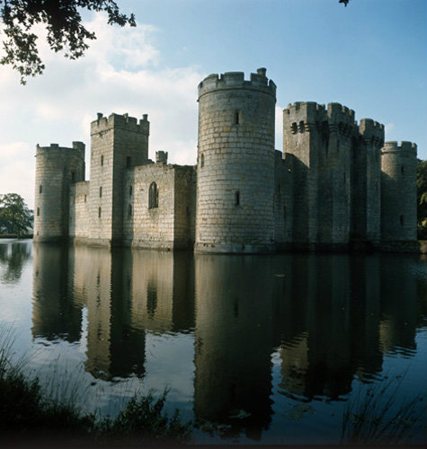 Bodiam Castle and moat, 14th century, North East aspect, Sussex, England